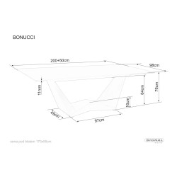 STÓŁ BONUCCI CERAMIC CZARNY NERO GRECO/ORZECH (200-250)X98