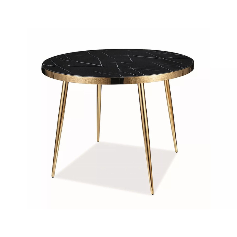 Stół okrągły Calvin czarny efekt marmuru/złoty FI100