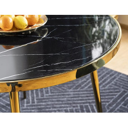 Stół okrągły Calvin czarny efekt marmuru/złoty FI100
