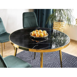 Stół okrągły Calvin czarny efekt marmuru/złoty FI100