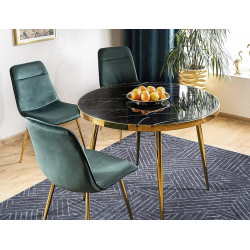 Stół okrągły Calvin czarny efekt marmuru/złoty FI100