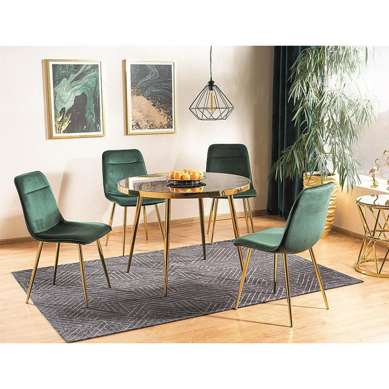 Stół okrągły Calvin czarny efekt marmuru/złoty FI100