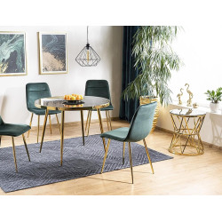 Stół okrągły Calvin czarny efekt marmuru/złoty FI100