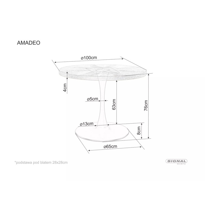 STÓŁ AMADEO ORZECH/CZARNY MAT FI 100