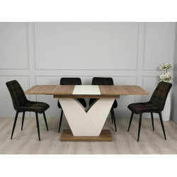 Stół rozkładany Vidar dąb craft tobacco/krem 140(180)X80