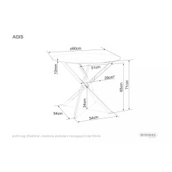 Stół Agis transparentny/chrom FI90