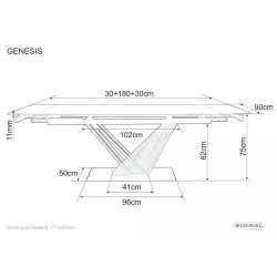 Nowoczesny stół Genesis czarny/czarny/jesion 180(240)x90