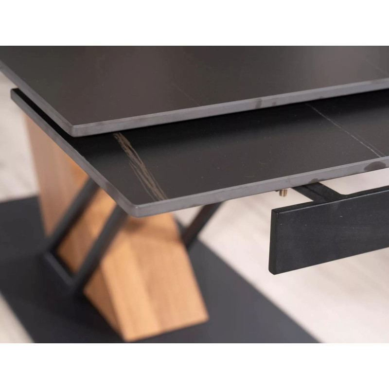 Nowoczesny stół Genesis czarny/czarny/jesion 180(240)x90