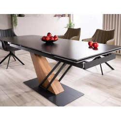 Nowoczesny stół Genesis czarny/czarny/jesion 180(240)x90