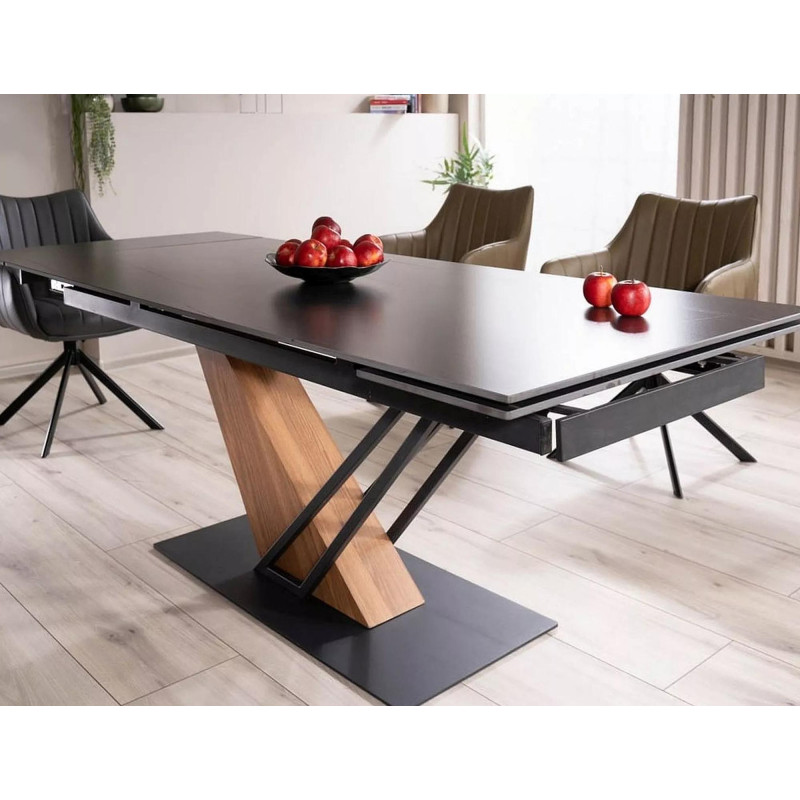 Nowoczesny stół Genesis czarny/czarny/jesion 180(240)x90