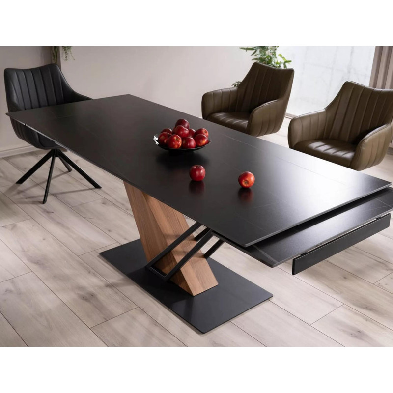 Nowoczesny stół Genesis czarny/czarny/jesion 180(240)x90