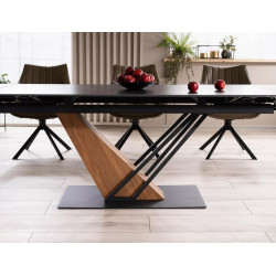 Nowoczesny stół Genesis czarny/czarny/jesion 180(240)x90