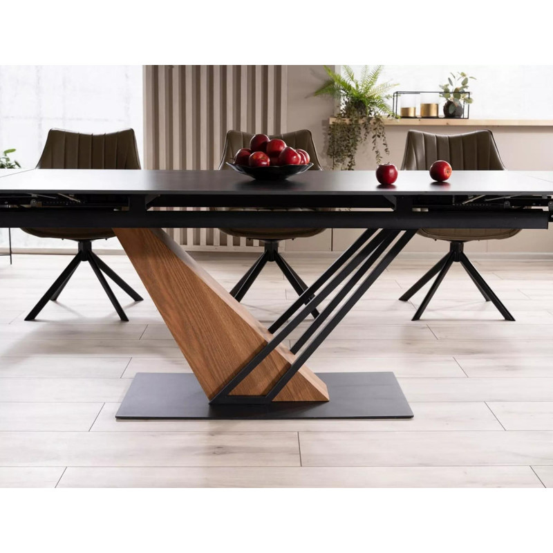 Nowoczesny stół Genesis czarny/czarny/jesion 180(240)x90