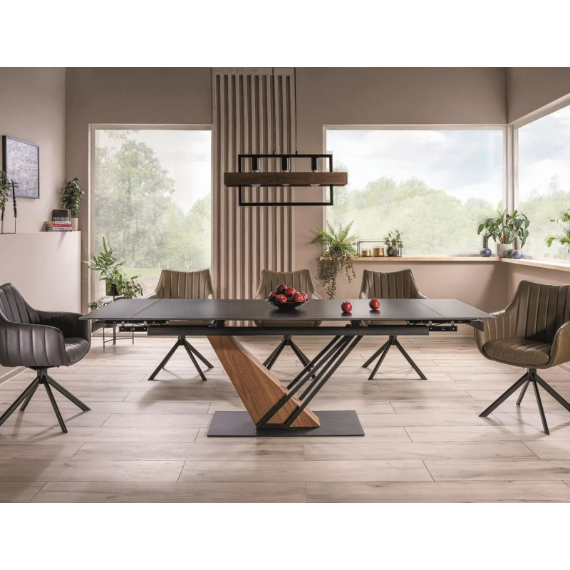 Nowoczesny stół Genesis czarny/czarny/jesion 180(240)x90