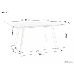 Rozkładany stół Brick dąb artisan/czarny 120(160)X80
