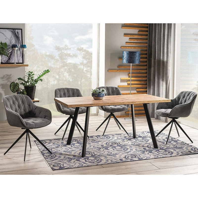 Rozkładany stół Brick dąb artisan/czarny 120(160)X80