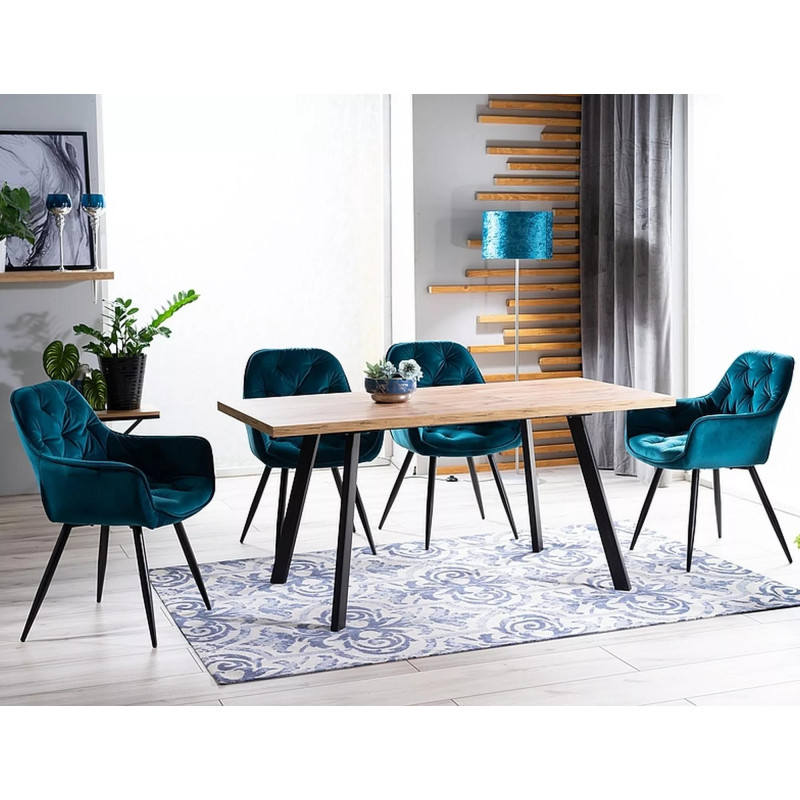 Rozkładany stół Brick dąb artisan/czarny 120(160)X80