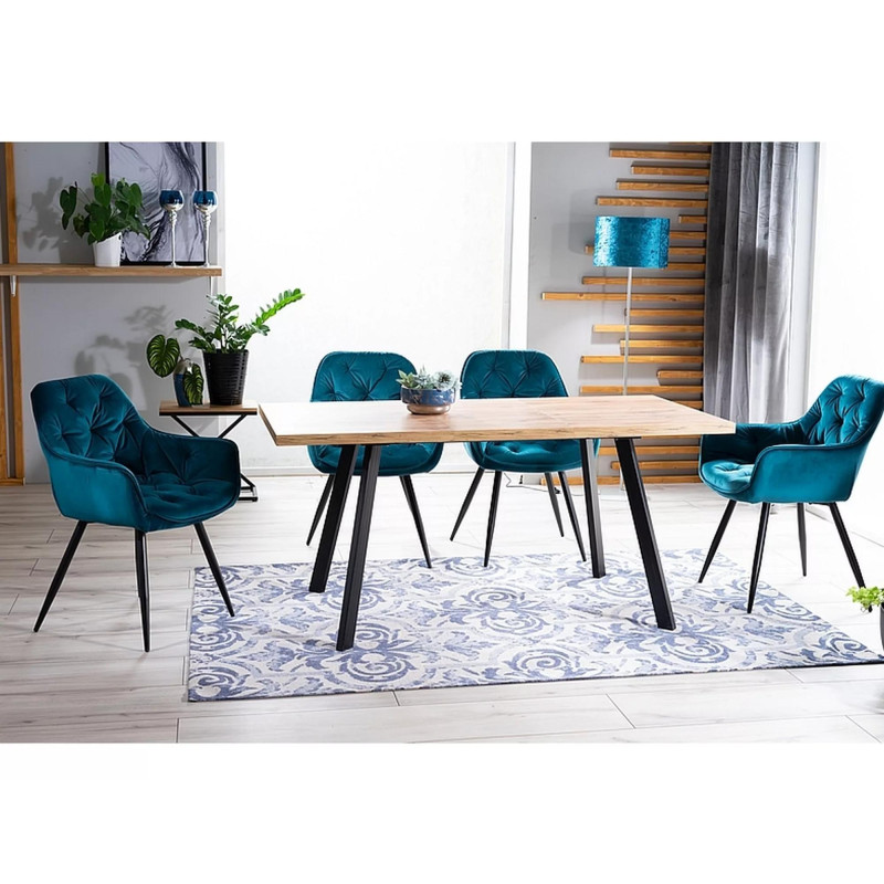 Rozkładany stół Brick dąb artisan/czarny 120(160)X80