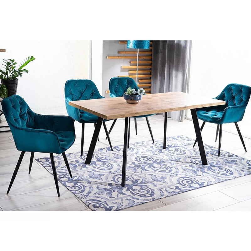 Rozkładany stół Brick dąb artisan/czarny 120(160)X80