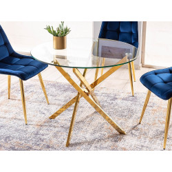 Stół Agis transparentny/złoty FI90