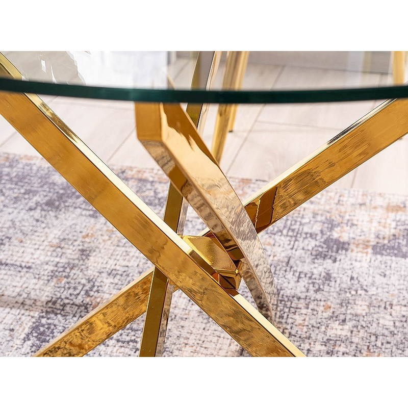 Stół Agis transparentny/złoty FI90