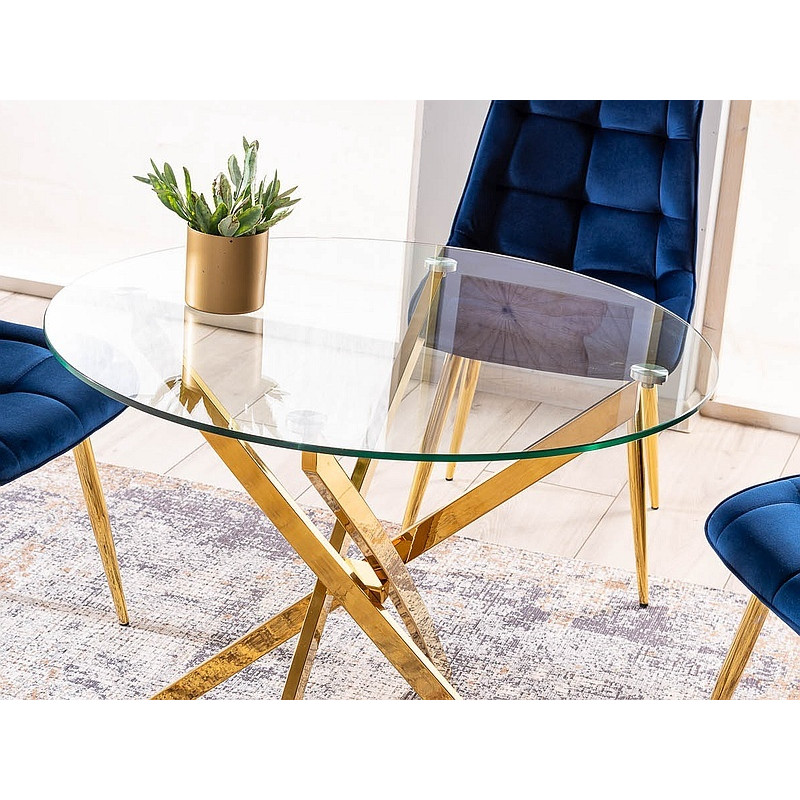 Stół Agis transparentny/złoty FI90