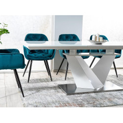 Stół rozkładany Alaras III biały/biały lakier 160(220)x90