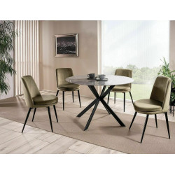 Okrągły stół Talia szary efekt marmuru/czarny fi90