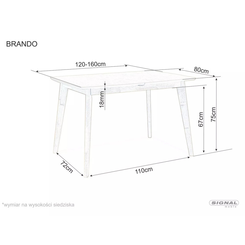 Stół rozkładany Brando dąb 120(160)x80