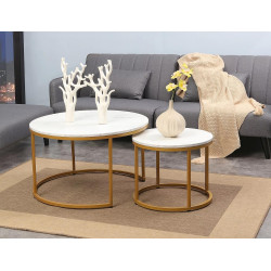 ŁAWA DION BIAŁY EFEKT MARMURU/ZŁOTY (ZESTAW)