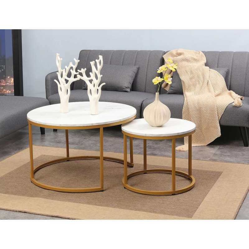 ŁAWA DION BIAŁY EFEKT MARMURU/ZŁOTY (ZESTAW)