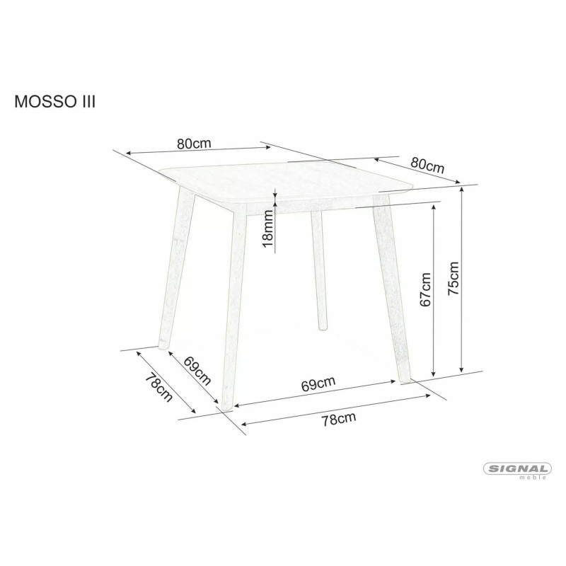 STÓŁ MOSSO III DĄB 80x80
