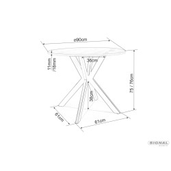 Okrągły stół Talia biały efekt marmuru/czarny fi90