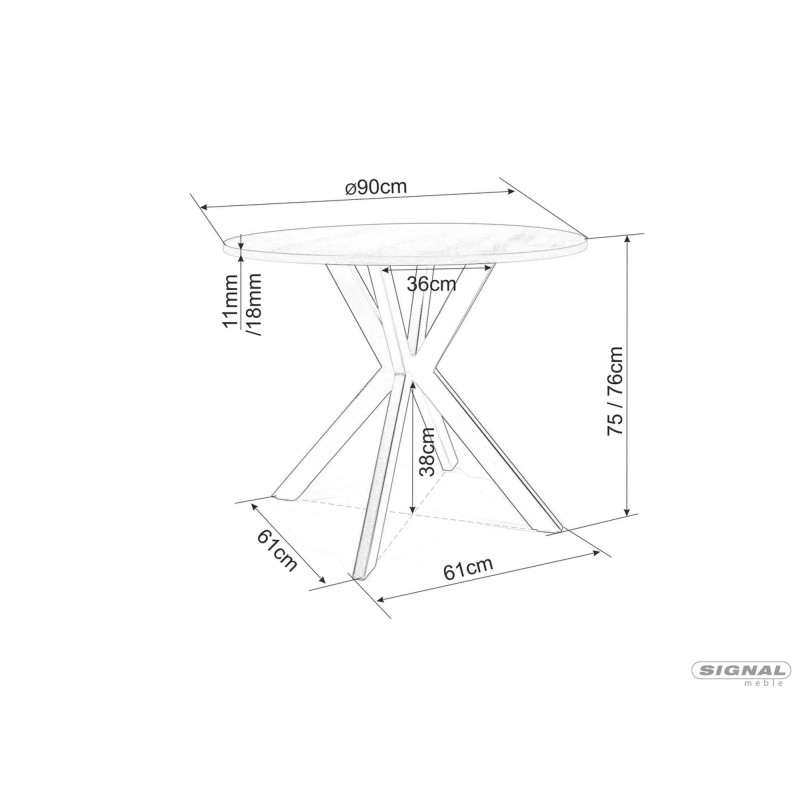 Okrągły stół Talia biały efekt marmuru/czarny fi90