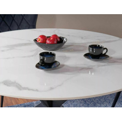 Okrągły stół Talia biały efekt marmuru/czarny fi90