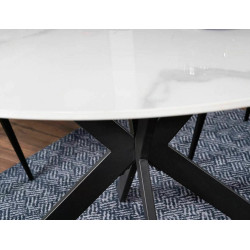 Okrągły stół Talia biały efekt marmuru/czarny fi90