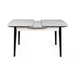 Rozkładany stół Apollo w stylu glamour biały marmur/czarny stelaż 120(160)x80