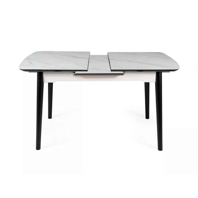 Rozkładany stół Apollo w stylu glamour biały marmur/czarny stelaż 120(160)x80