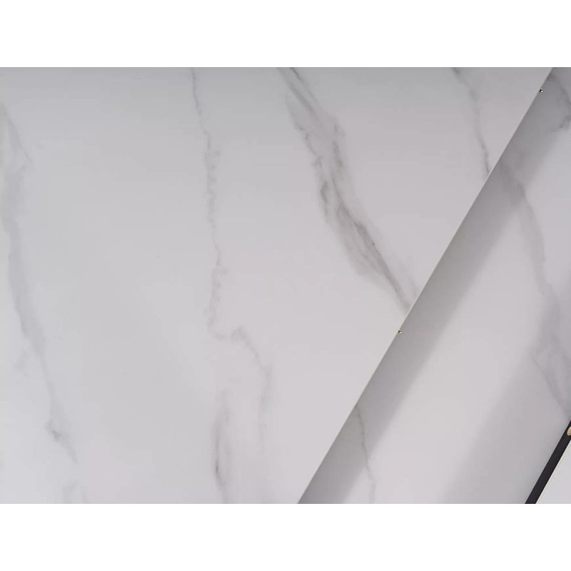 Rozkładany stół Apollo w stylu glamour biały marmur/czarny stelaż 120(160)x80