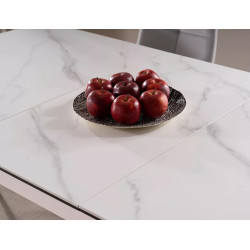 Rozkładany stół Apollo w stylu glamour biały marmur/czarny stelaż 120(160)x80