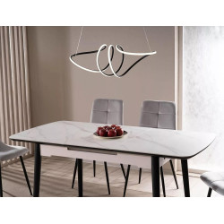 Rozkładany stół Apollo w stylu glamour biały marmur/czarny stelaż 120(160)x80