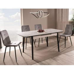 Rozkładany stół Apollo w stylu glamour biały marmur/czarny stelaż 120(160)x80