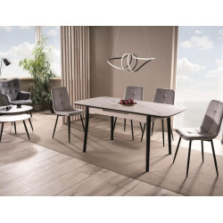 Rozkładany stół Apollo w stylu glamour biały marmur/czarny stelaż 120(160)x80