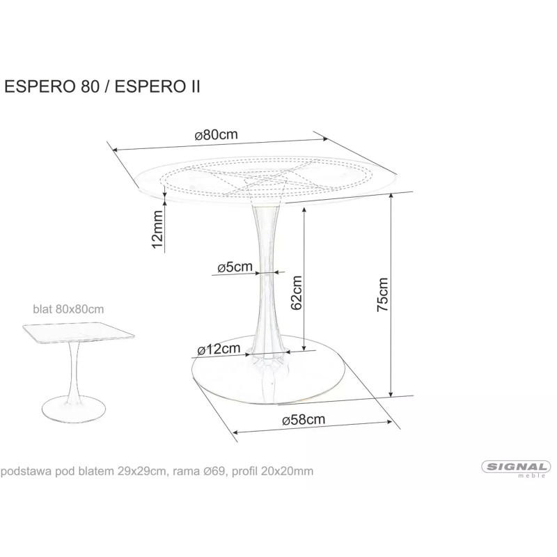 STÓŁ ESPERO CZARNY MAT/CZARNY  FI 80
