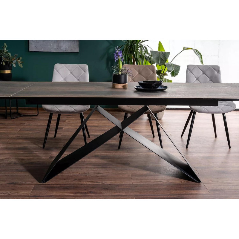 Stół ceramiczny Westin Ceramic brąz efekt drewna/czarny mat(160-240)x90