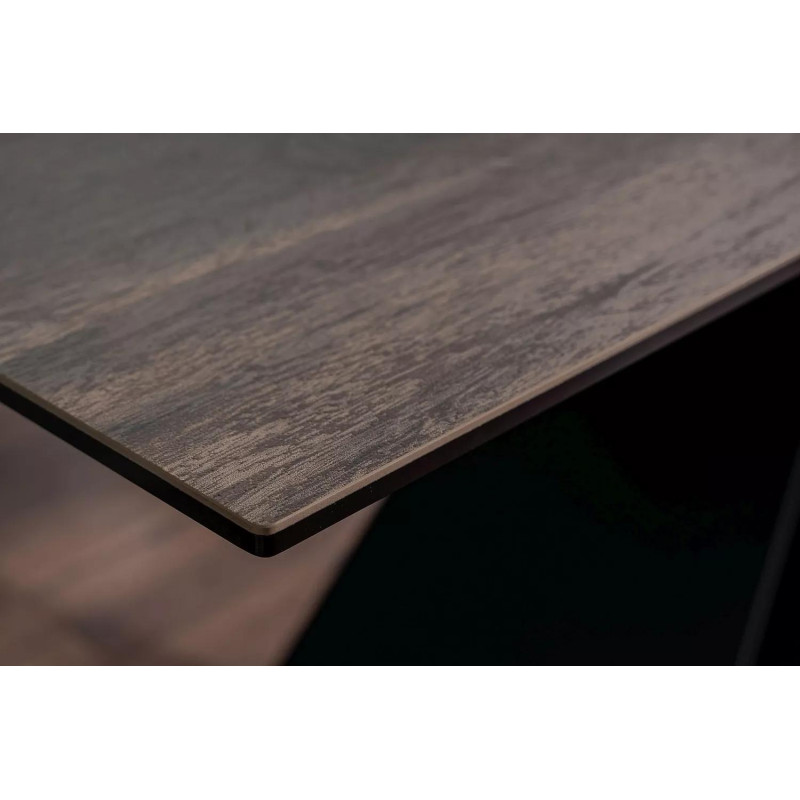 Stół ceramiczny Westin Ceramic brąz efekt drewna/czarny mat(160-240)x90
