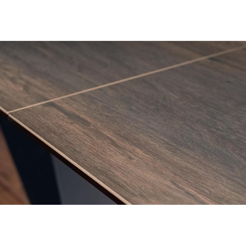 Stół ceramiczny Westin Ceramic brąz efekt drewna/czarny mat(160-240)x90