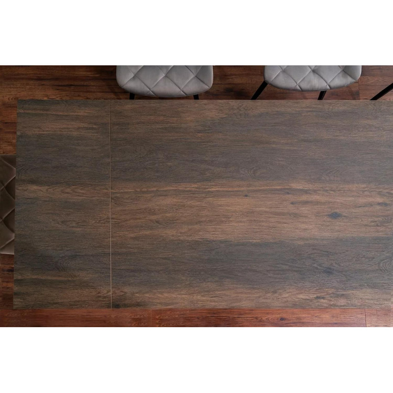 Stół ceramiczny Westin Ceramic brąz efekt drewna/czarny mat(160-240)x90