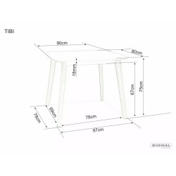 STÓŁ TIBI BIAŁY/DAB BIELONY 90X80
