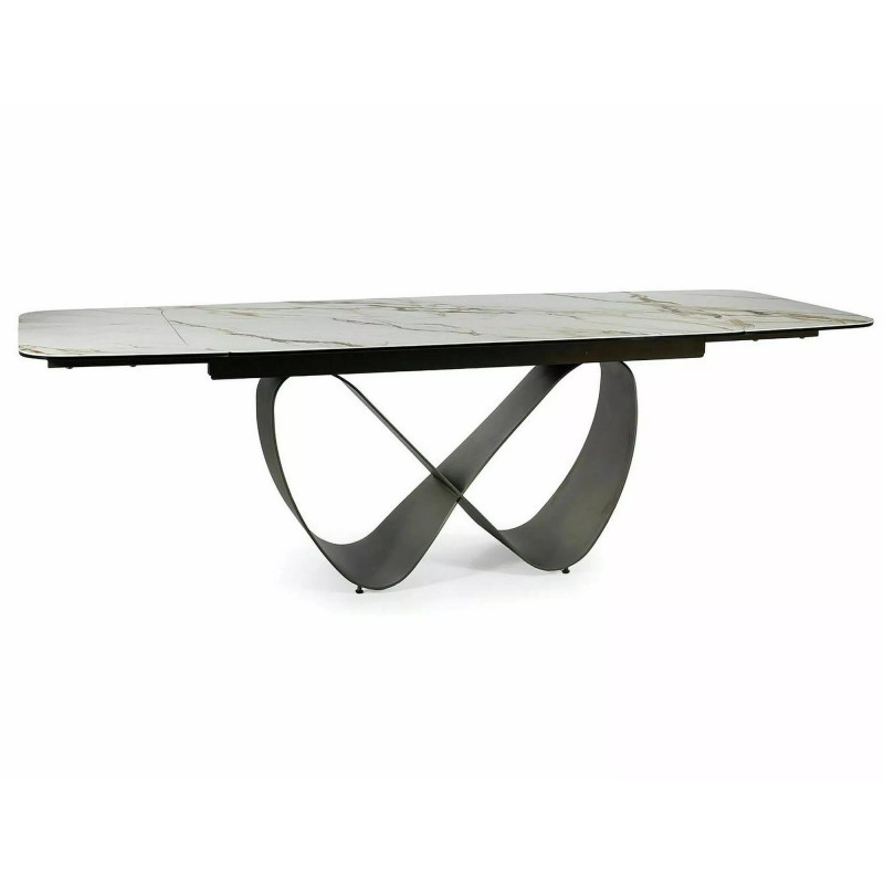 Stół rozkładany Infinity Ceramic z ceramicznym blatem amber bianco/brązowy 160(240)x95